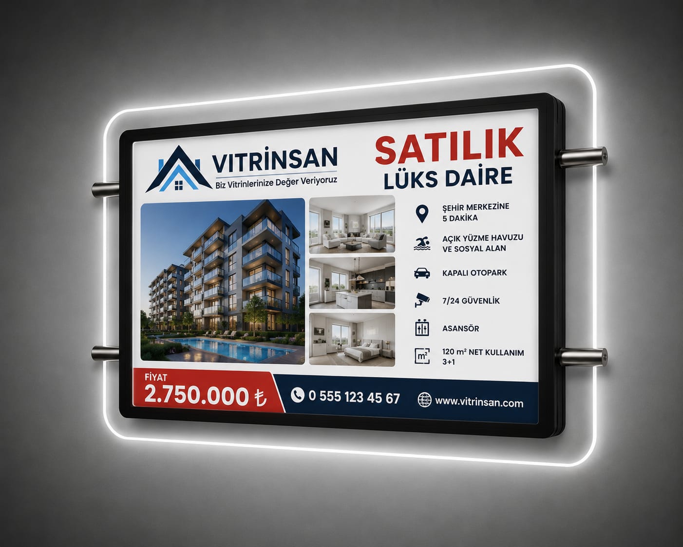 a3 Yatık LED'Lİ